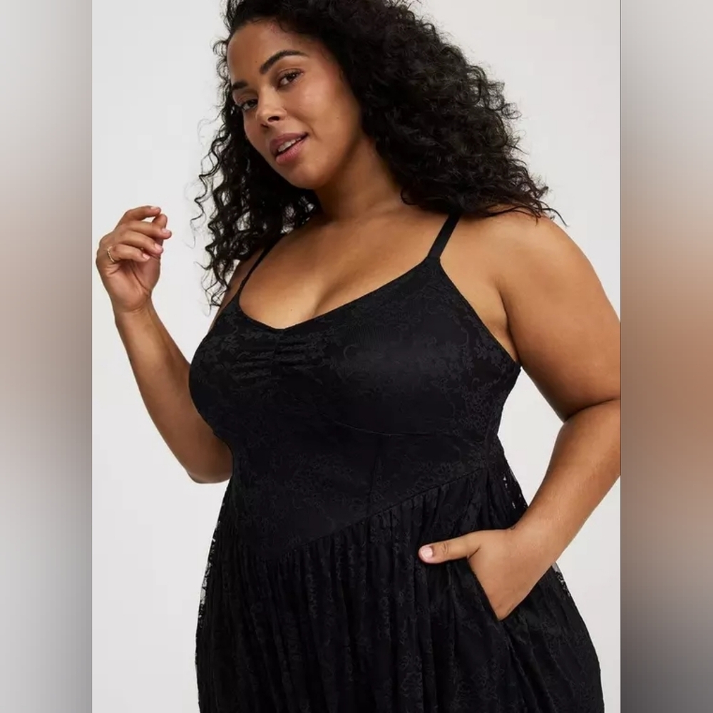 Torrid Maxi Stretch Lace Bustier Dress Deep Black Size 1X - Picture 5 of 16